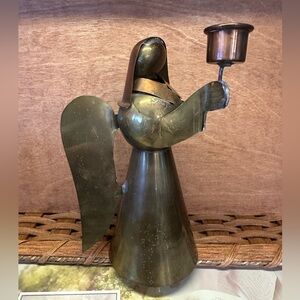 Vintage Brass Copper Angel Candleholder